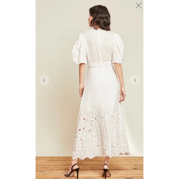 NWT Veronica Beard Hope Eyelet Puff Sleeve White Maxi Dress, Size 14 - Picture 4 of 10